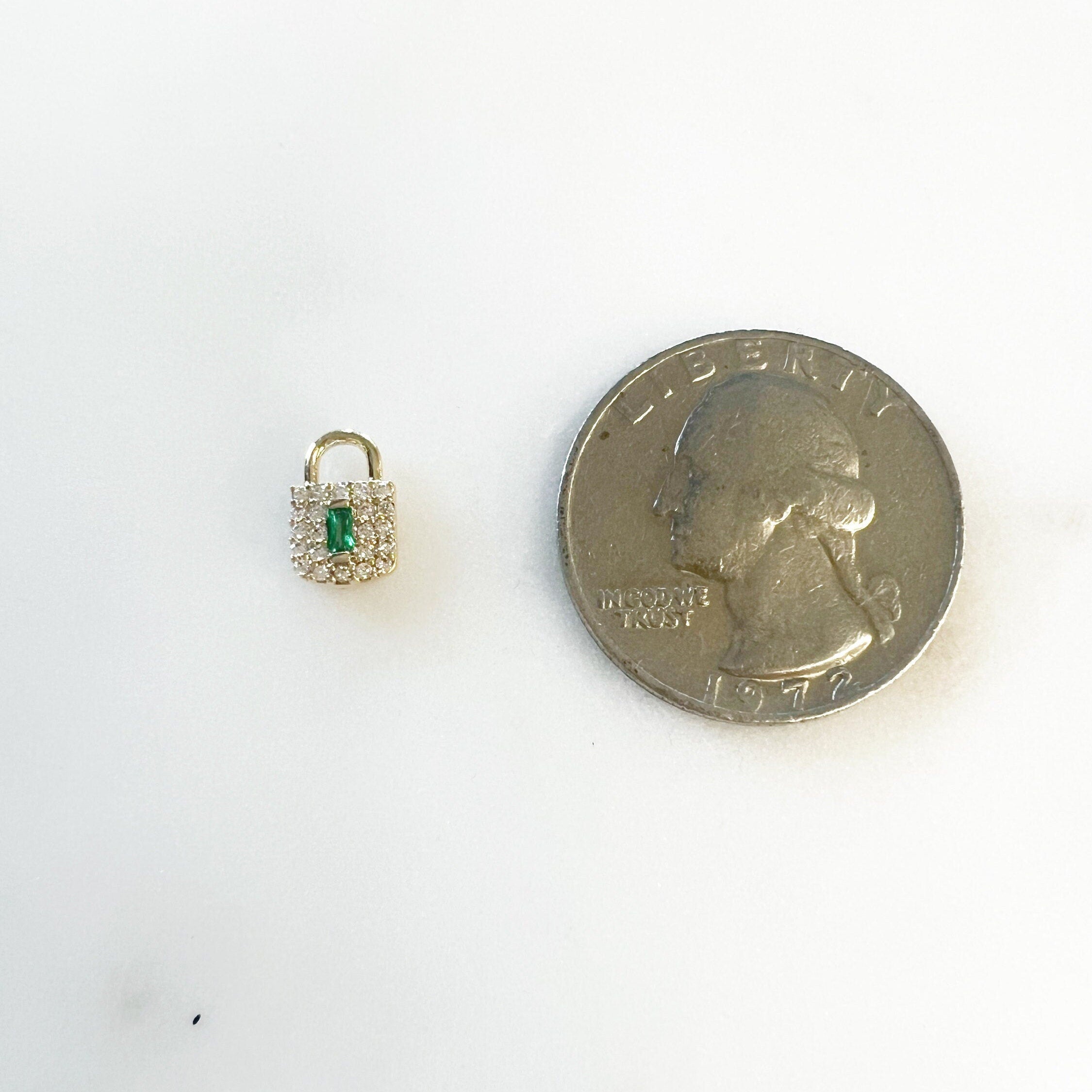 Gold Plated Small Clear CZ and Emerald Colored Cubic Zirconia Pad