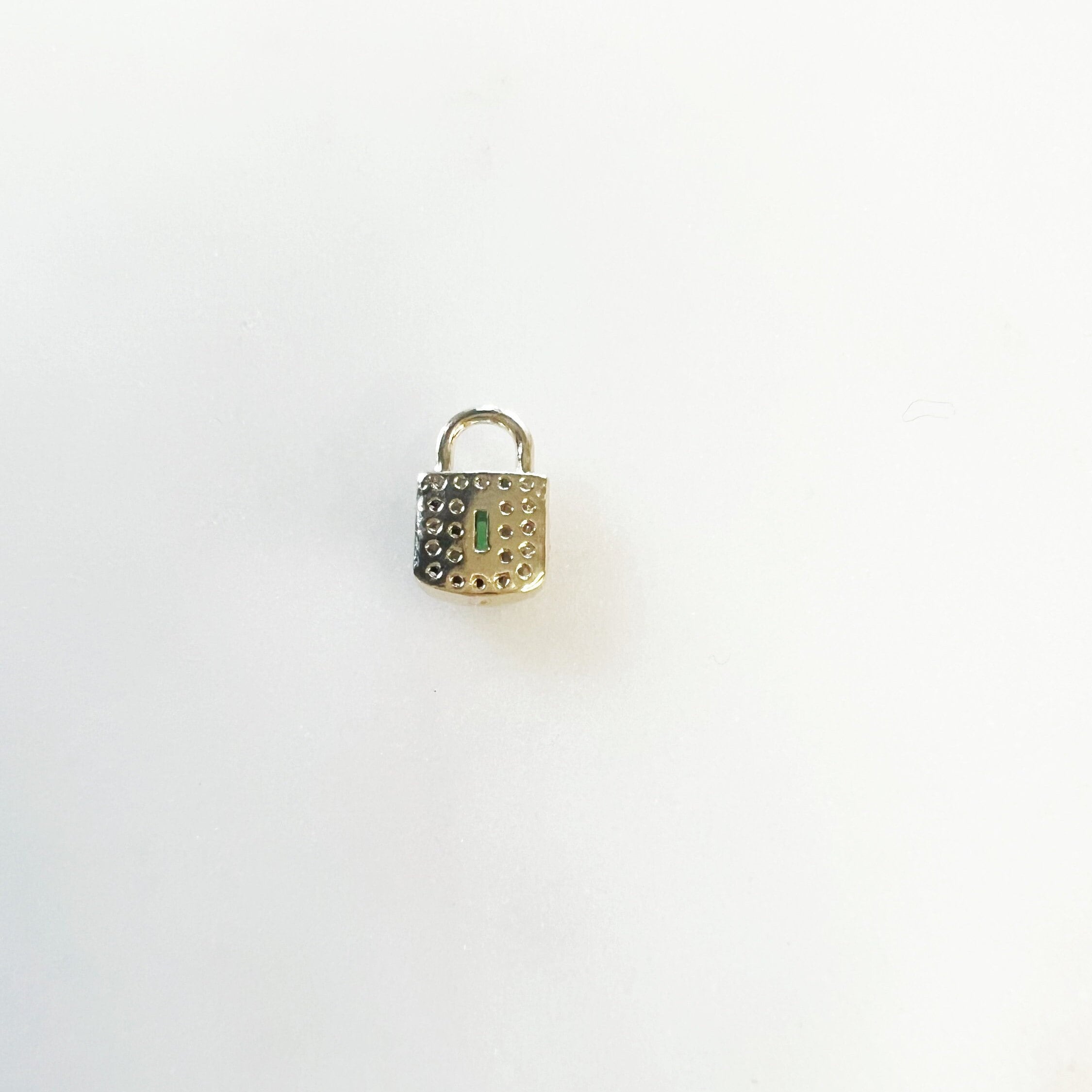 Gold Plated Small Clear CZ and Emerald Colored Cubic Zirconia Pad