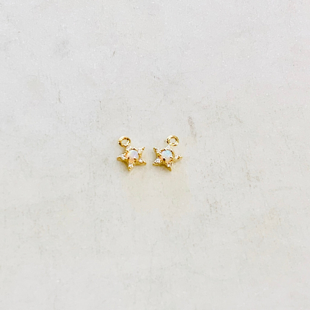 Gold Plated Tiny Small Star Celestial Opal Vintage Charm Gold Coin (2pc)