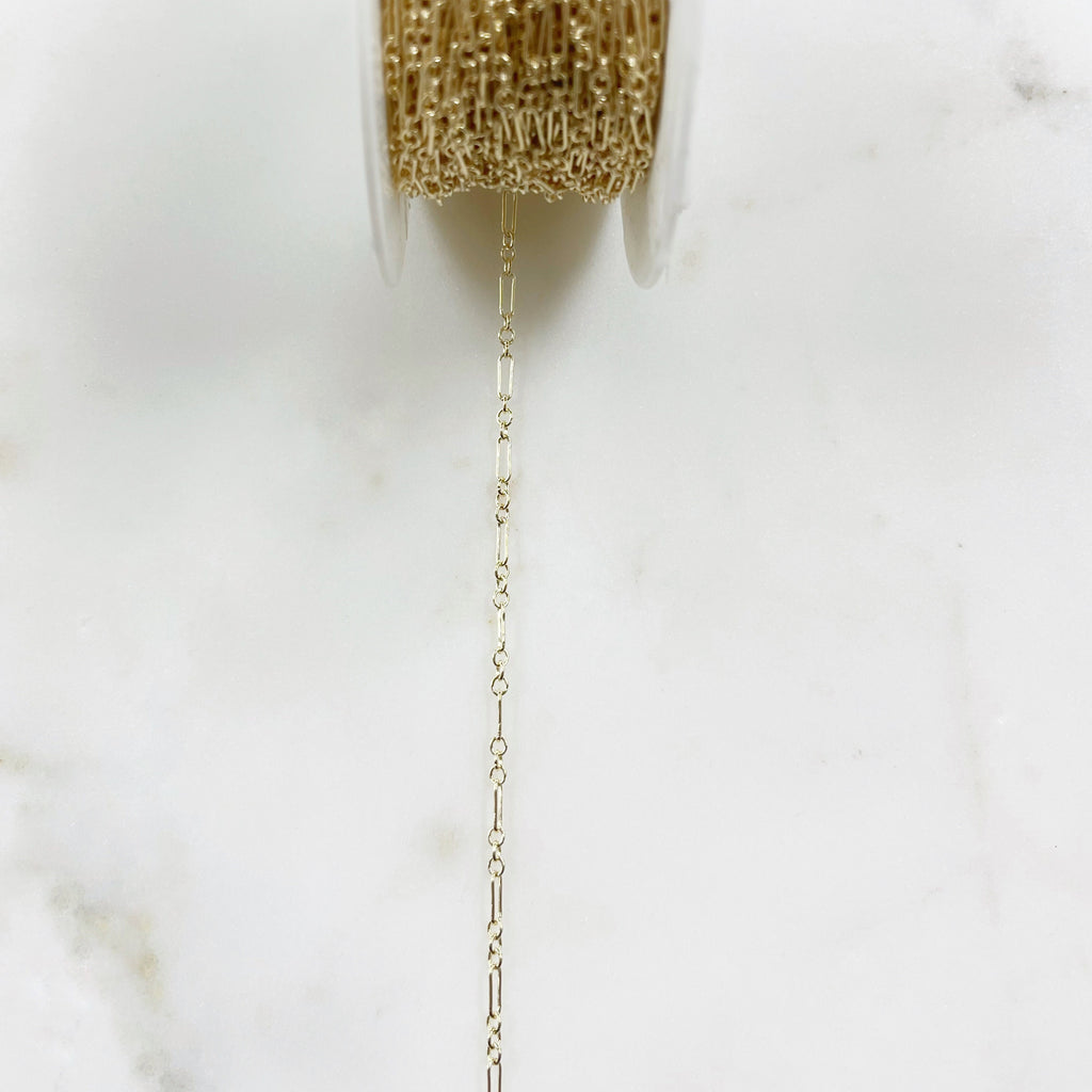14K Gold Filled Ultra Thin Elongated Oval and Circle Chain – Sold by the Foot