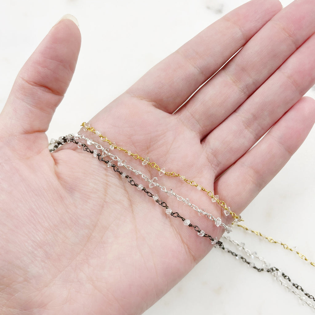 Sterling Silver or Vermeil Dainty Wire Wrapped Chain – Sold by the Foot