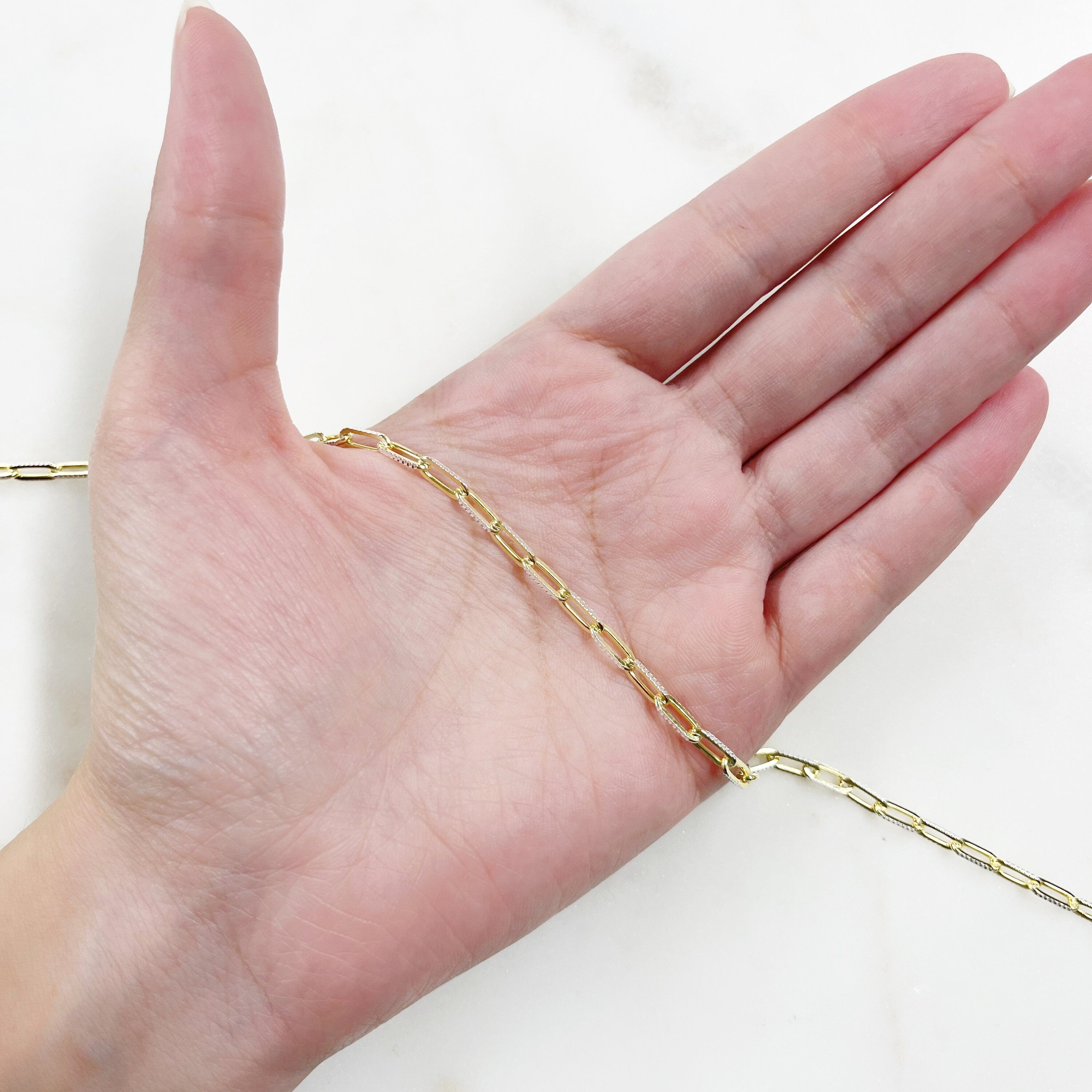 8.7mmx3.1mm Vermeil Two Tone Gold Diamond Cut Drawn Cable – Sold by the Foot