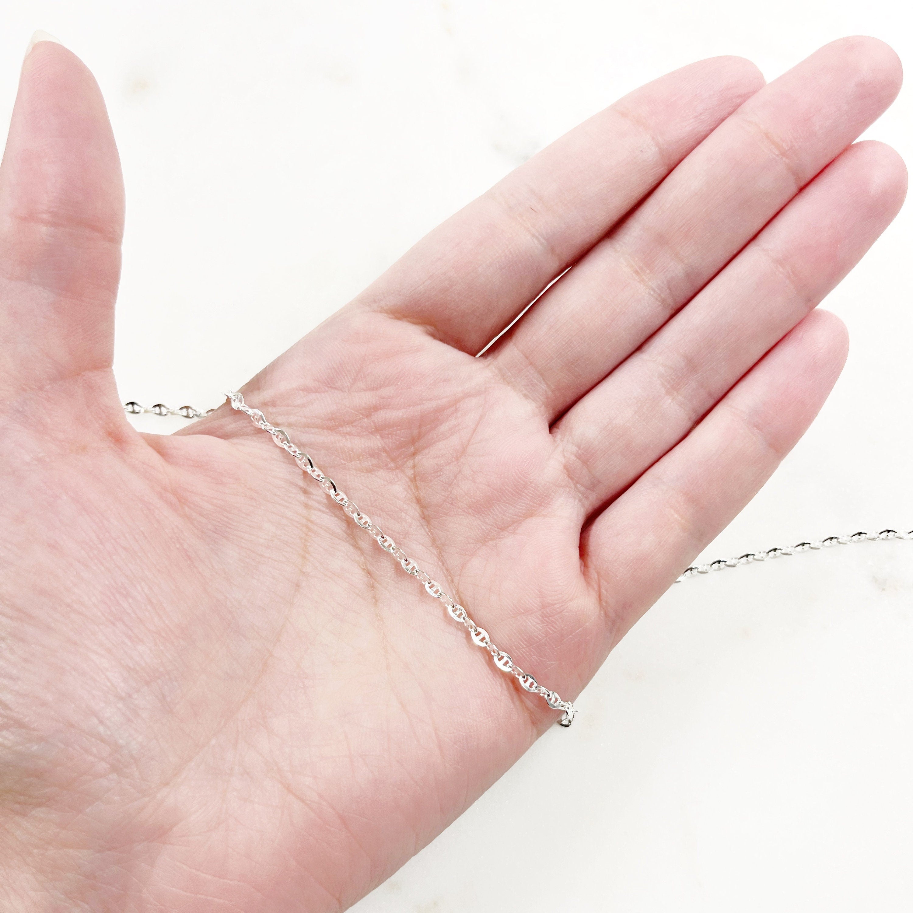 Sterling Silver Mariner Chain Sturdy Choker Chain 3.5mm X – Sold by the Foot