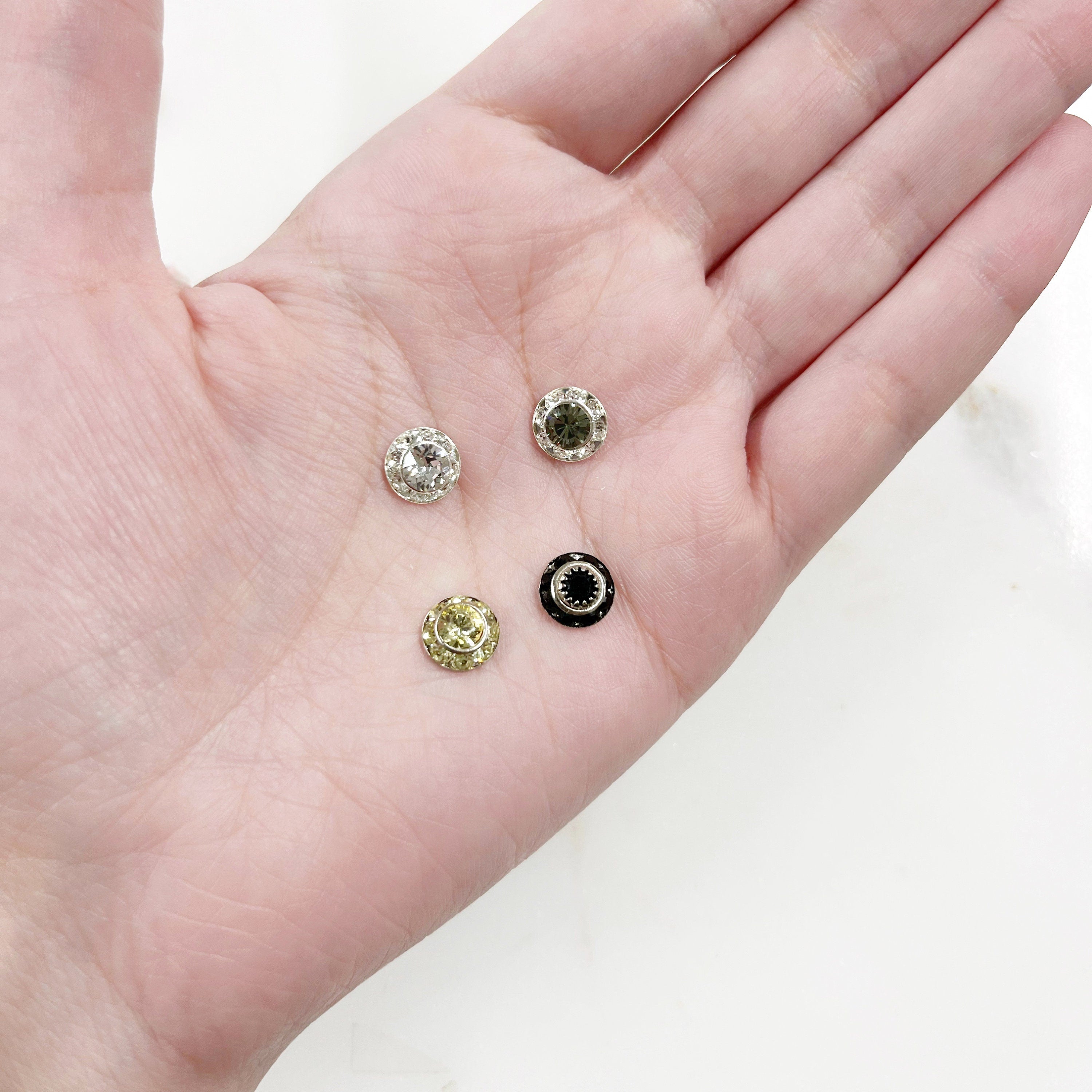 10mm Base Metal Circle Shrag Swarovski Crystal Button with Silver Back (10pc)