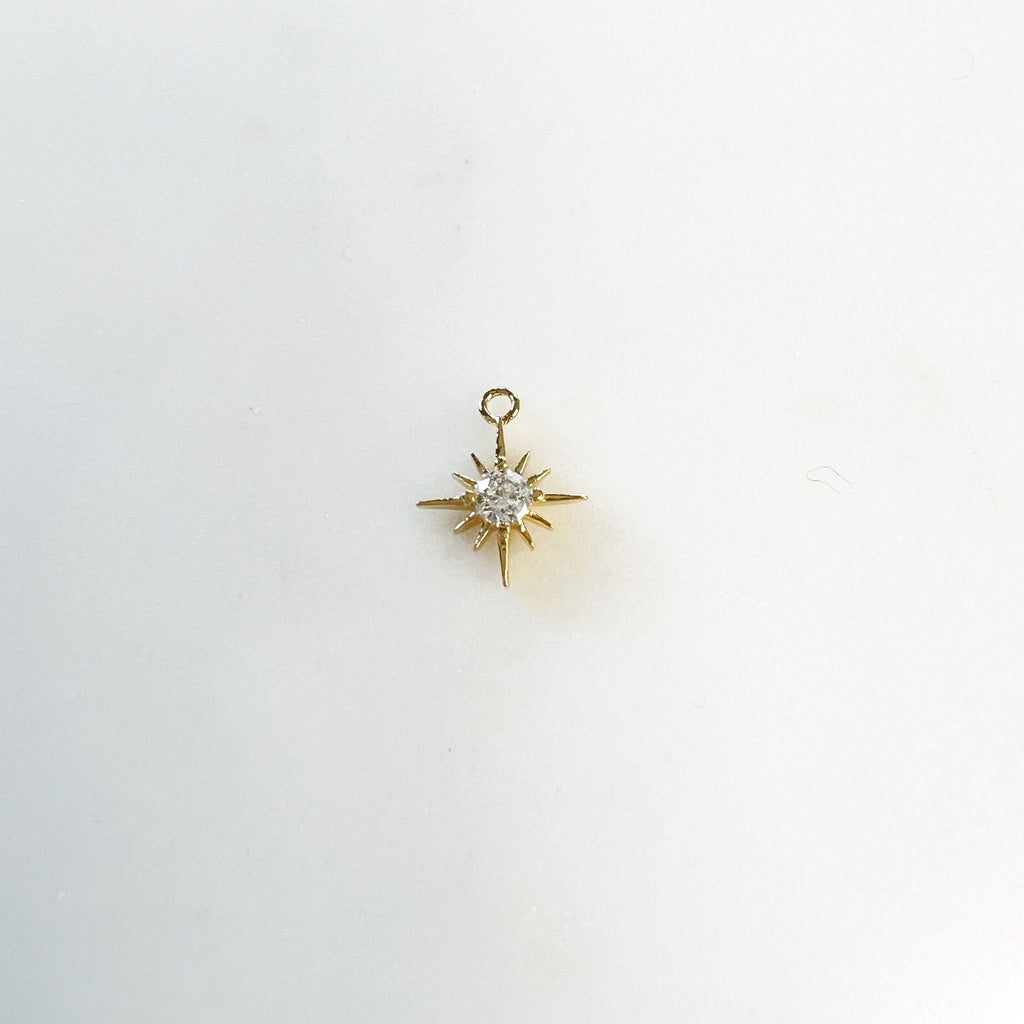 Gold Plated 12 Point Star with CZ North Star Charm Celestial Star