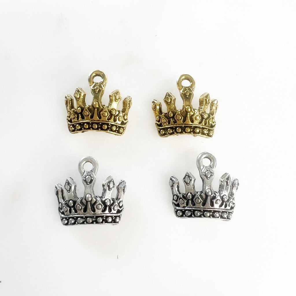 Pewter Small Curved Crown Charm Princess Queen Royalty Charm (2pc)