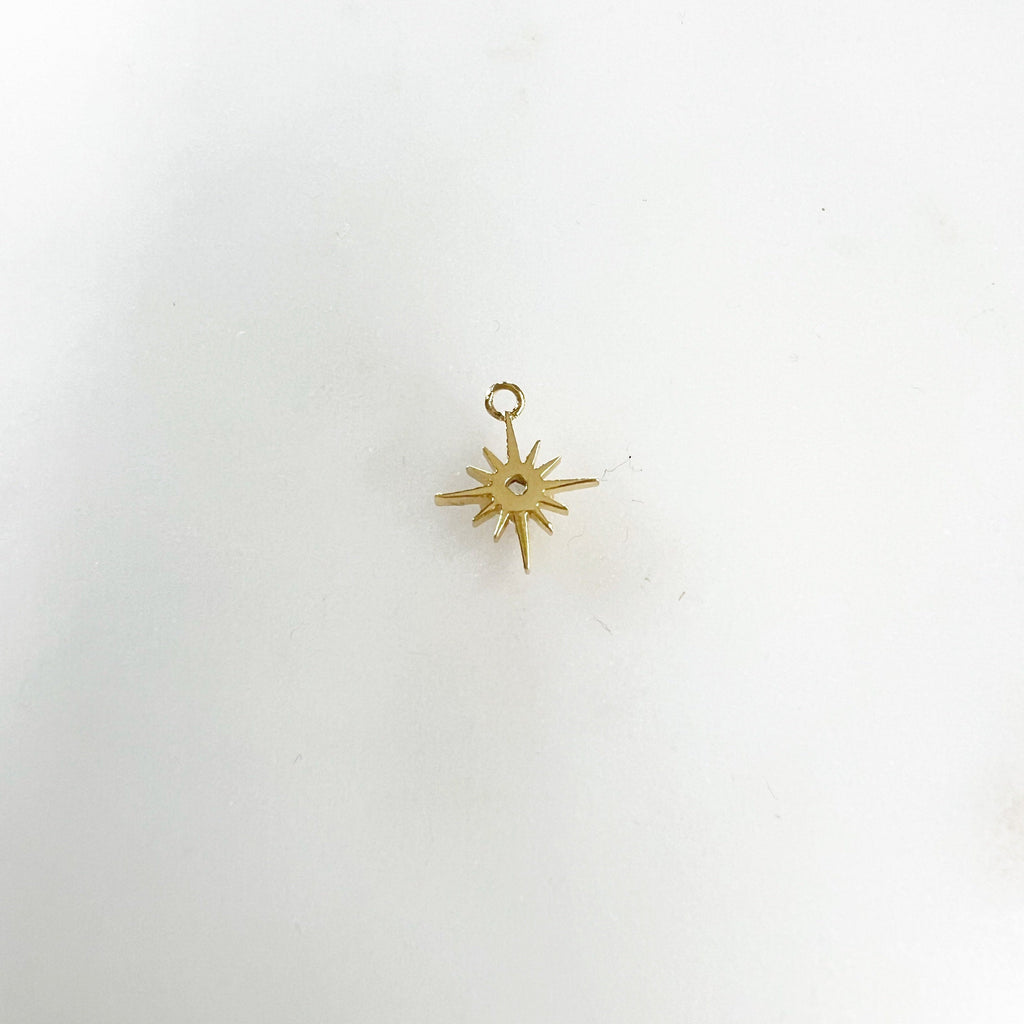 Gold Plated 12 Point Star with CZ North Star Charm Celestial Star