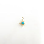 Gold Plated 12 Point Star with Turquoise Color CZ North Star Charm