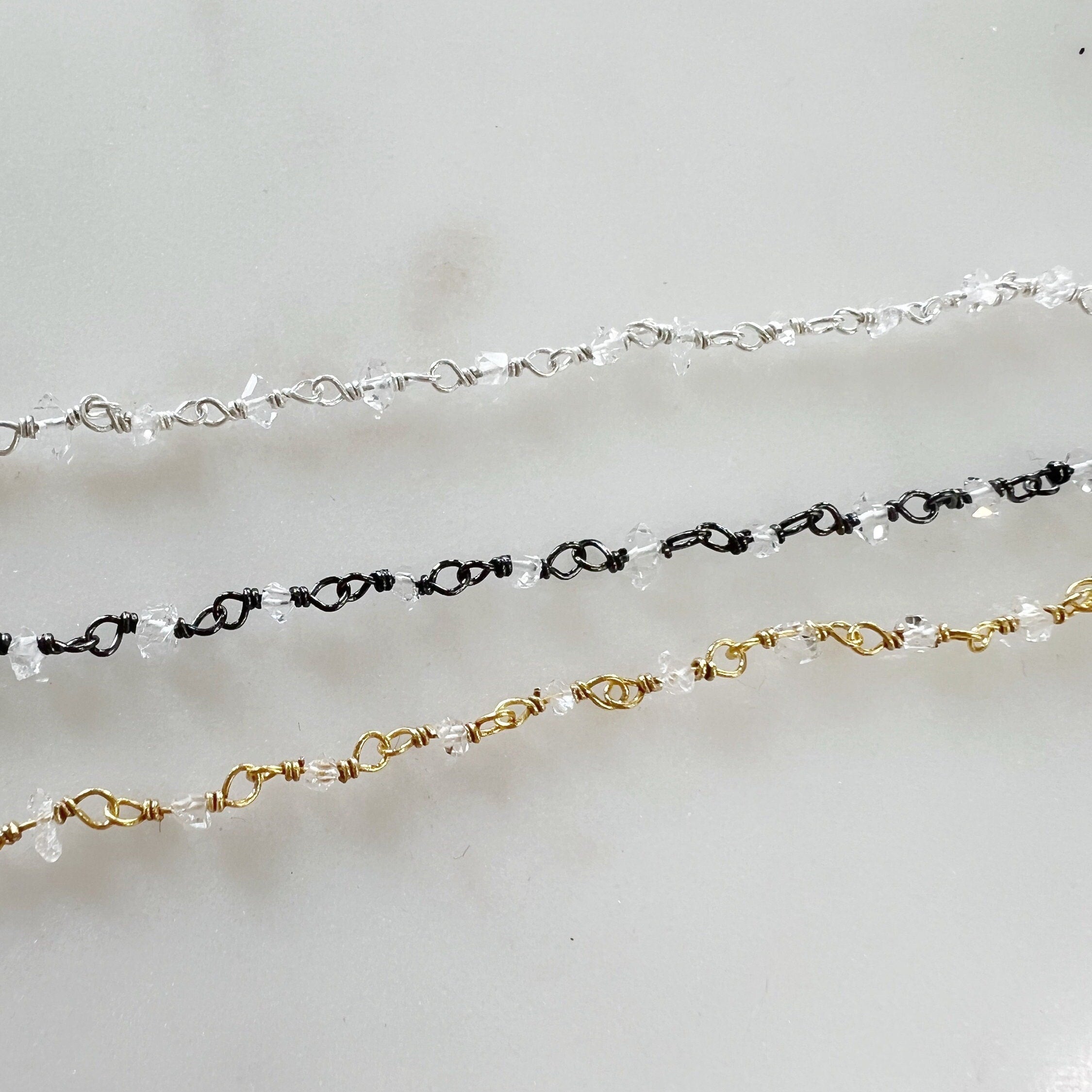 Sterling Silver or Vermeil Dainty Wire Wrapped Chain – Sold by the Foot