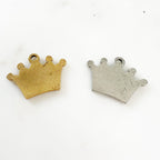 Pewter Large Flat Back Crown Charm with Loop and Engraved