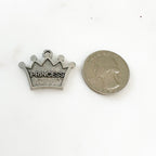 Pewter Large Flat Back Crown Charm with Loop and Engraved