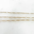 14K Gold Filled Ultra Thin Elongated Oval and Circle Chain – Sold by the Foot