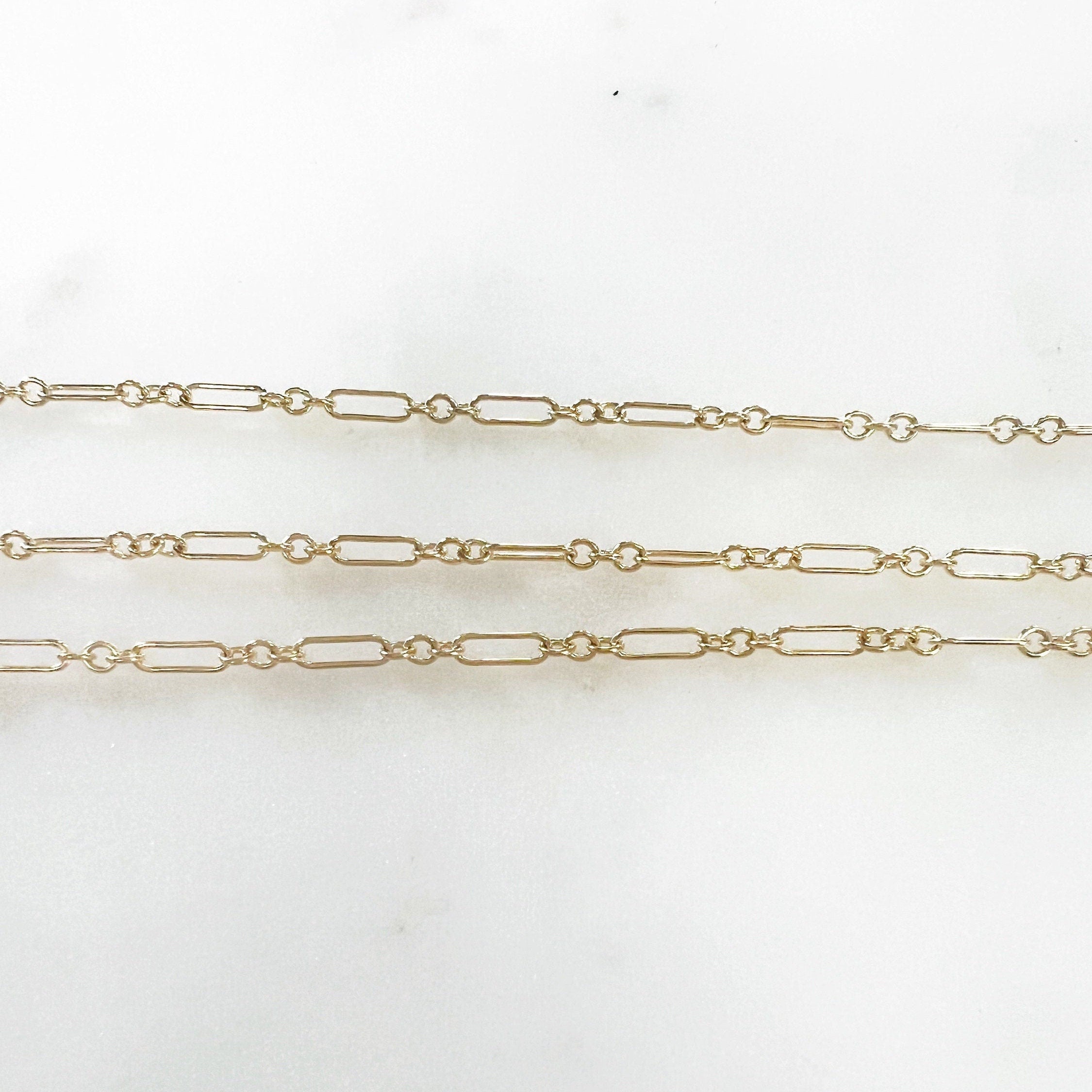 14K Gold Filled Ultra Thin Elongated Oval and Circle Chain – Sold by the Foot