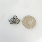 Pewter Medium Crown Royalty Queen Princess Charm with Loop (2pc)