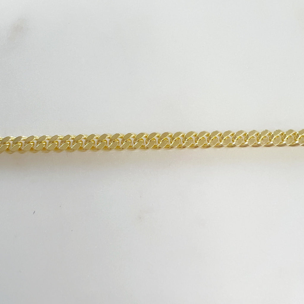 4mmx4mm Vermeil Gold Two Tone Flat Diamond Cut Curb Chain – Sold by the Foot