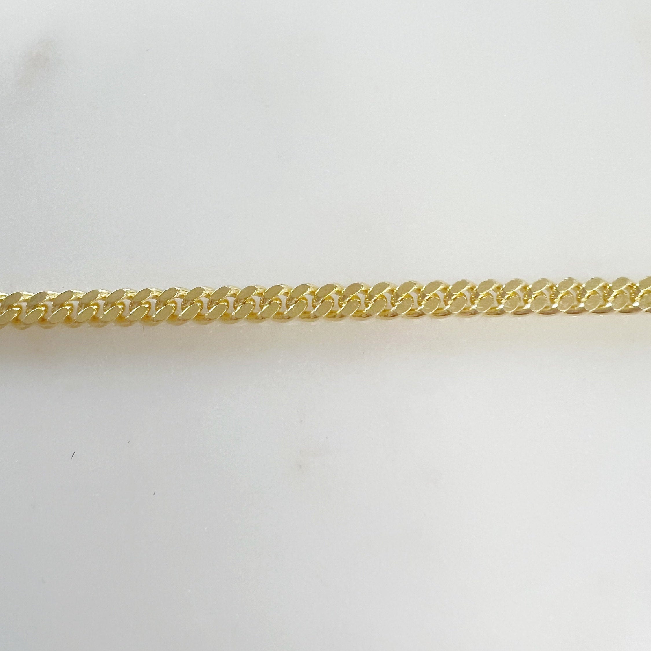 4mmx4mm Vermeil Gold Two Tone Flat Diamond Cut Curb Chain – Sold by the Foot