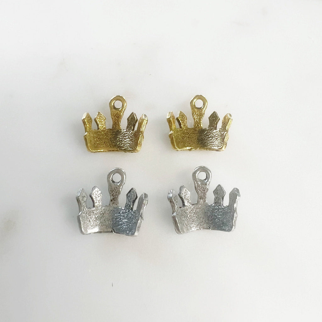 Pewter Small Curved Crown Charm Princess Queen Royalty Charm (2pc)
