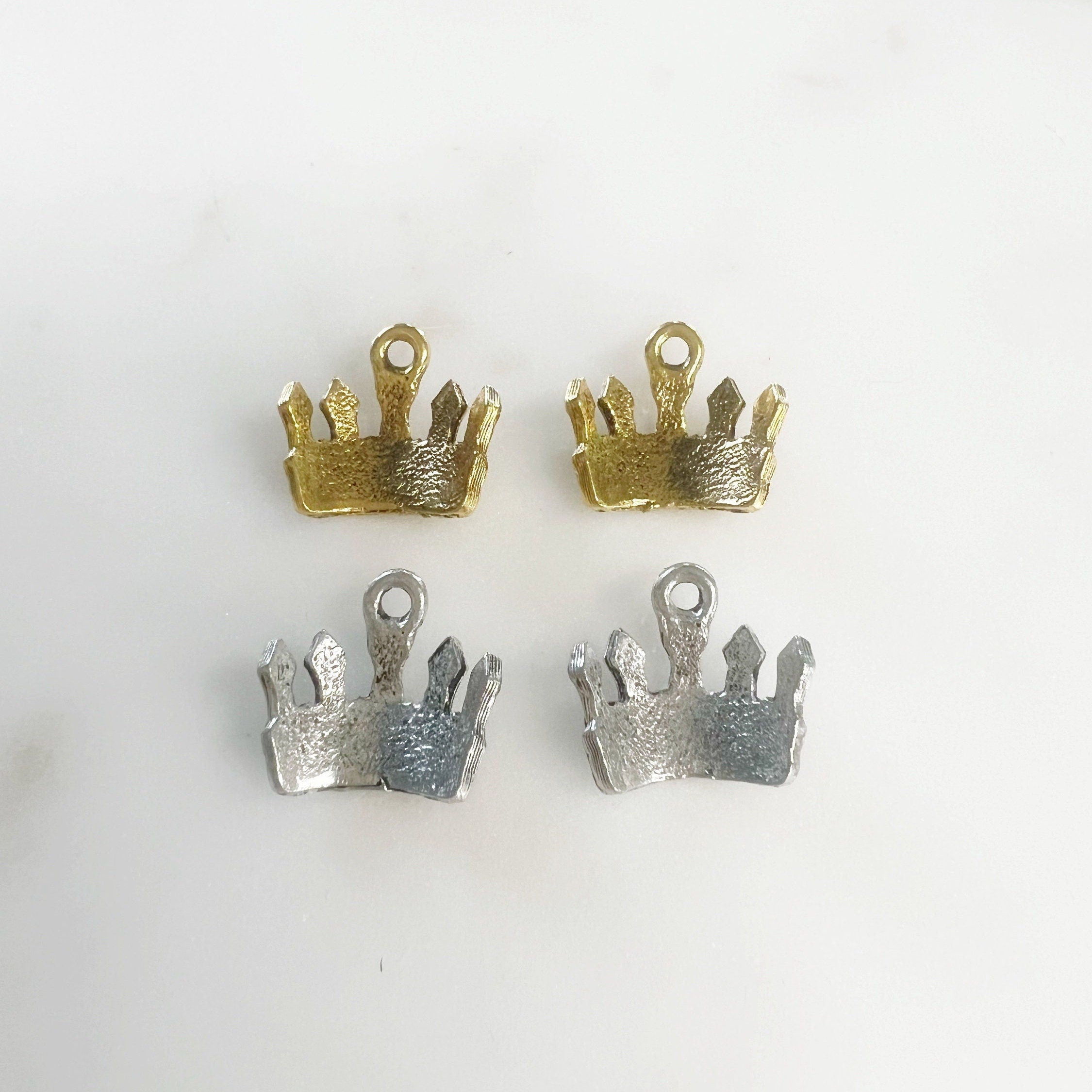 Pewter Small Curved Crown Charm Princess Queen Royalty Charm (2pc)