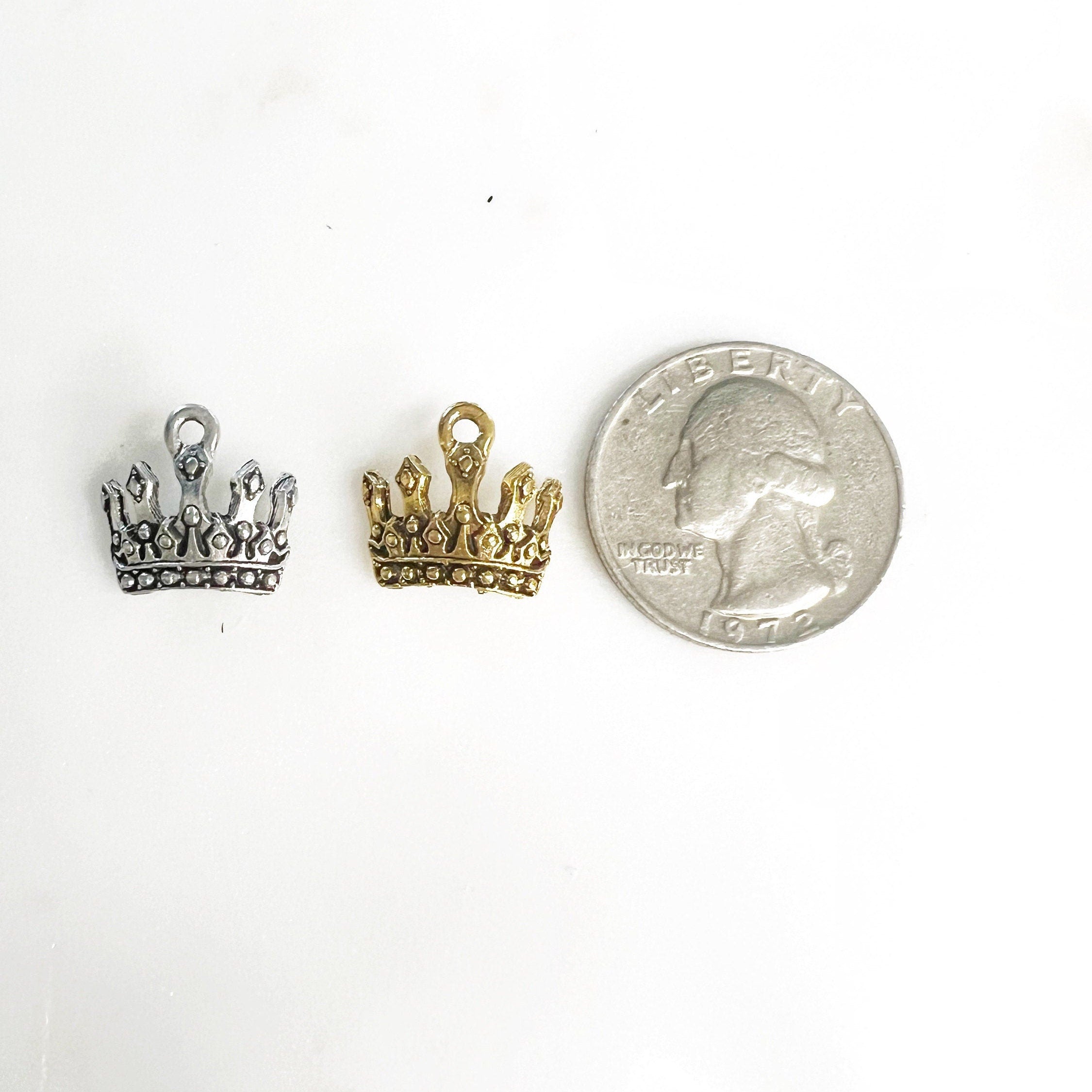 Pewter Small Curved Crown Charm Princess Queen Royalty Charm (2pc)
