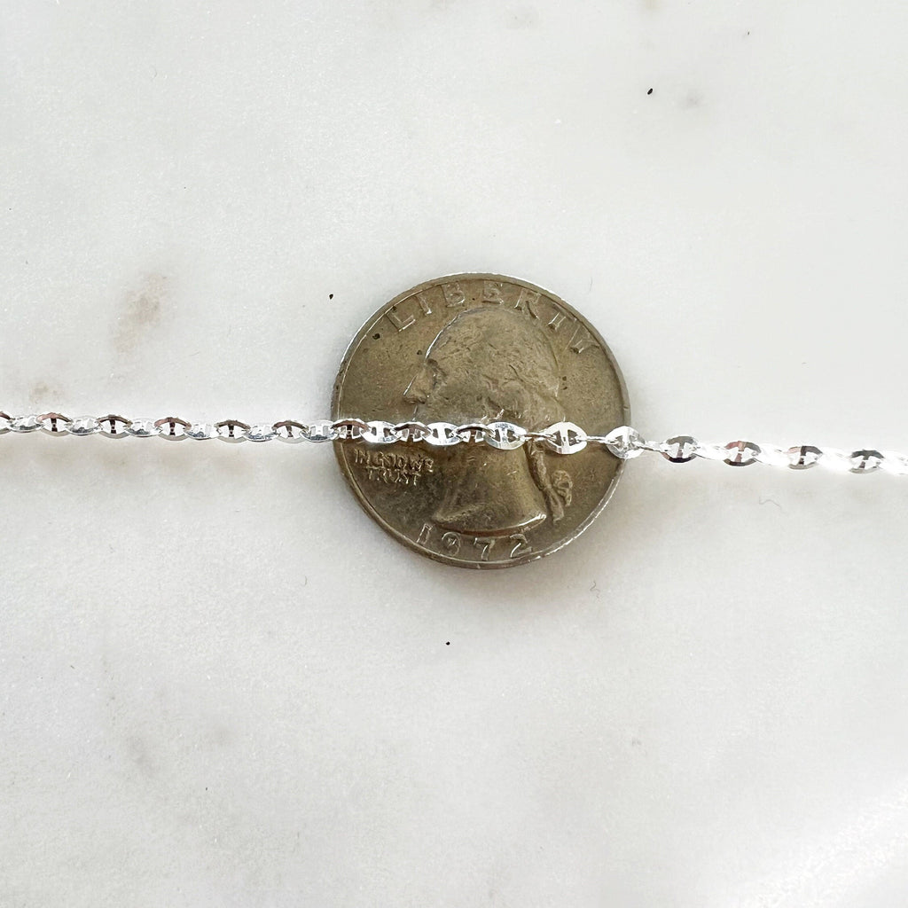 Sterling Silver Mariner Chain Sturdy Choker Chain 3.5mm X – Sold by the Foot