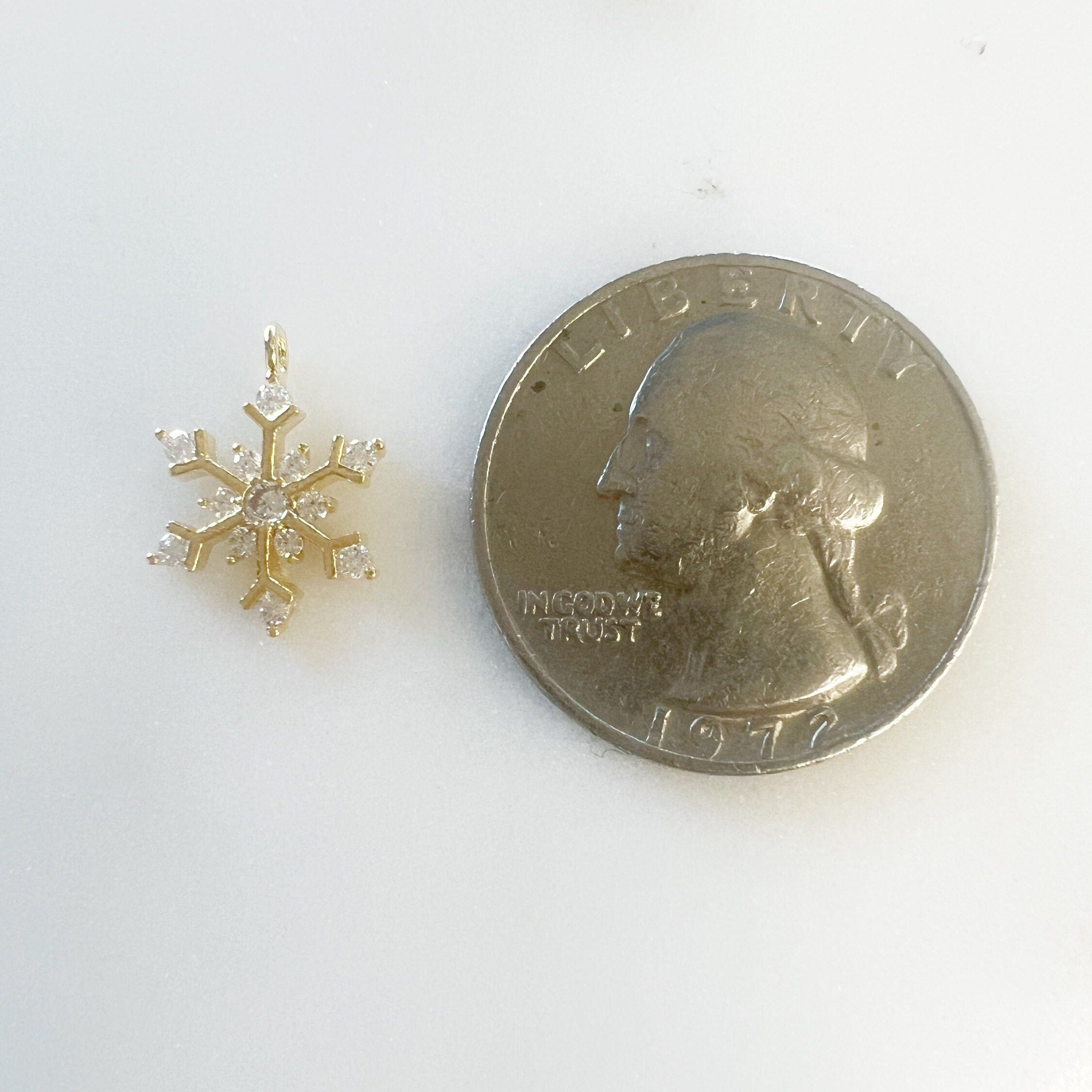Gold Plated Winter Wonderland Snowflake CZ Charm Winter Charm