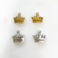 Pewter Small Crown Charm with "Princess" Engraved Attached (2pc)