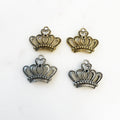 Pewter Medium Crown Royalty Queen Princess Charm with Loop (2pc)