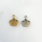Pewter Small Detailed Crown Charm Royalty Queen King Princess (2pc)