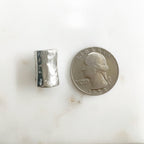 Pewter Long 16mm Cylinder Barrel Shape Hammered Textured Large