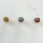 Pewter Decorative Small Swirl Detail Metal Round Beads (2pc)