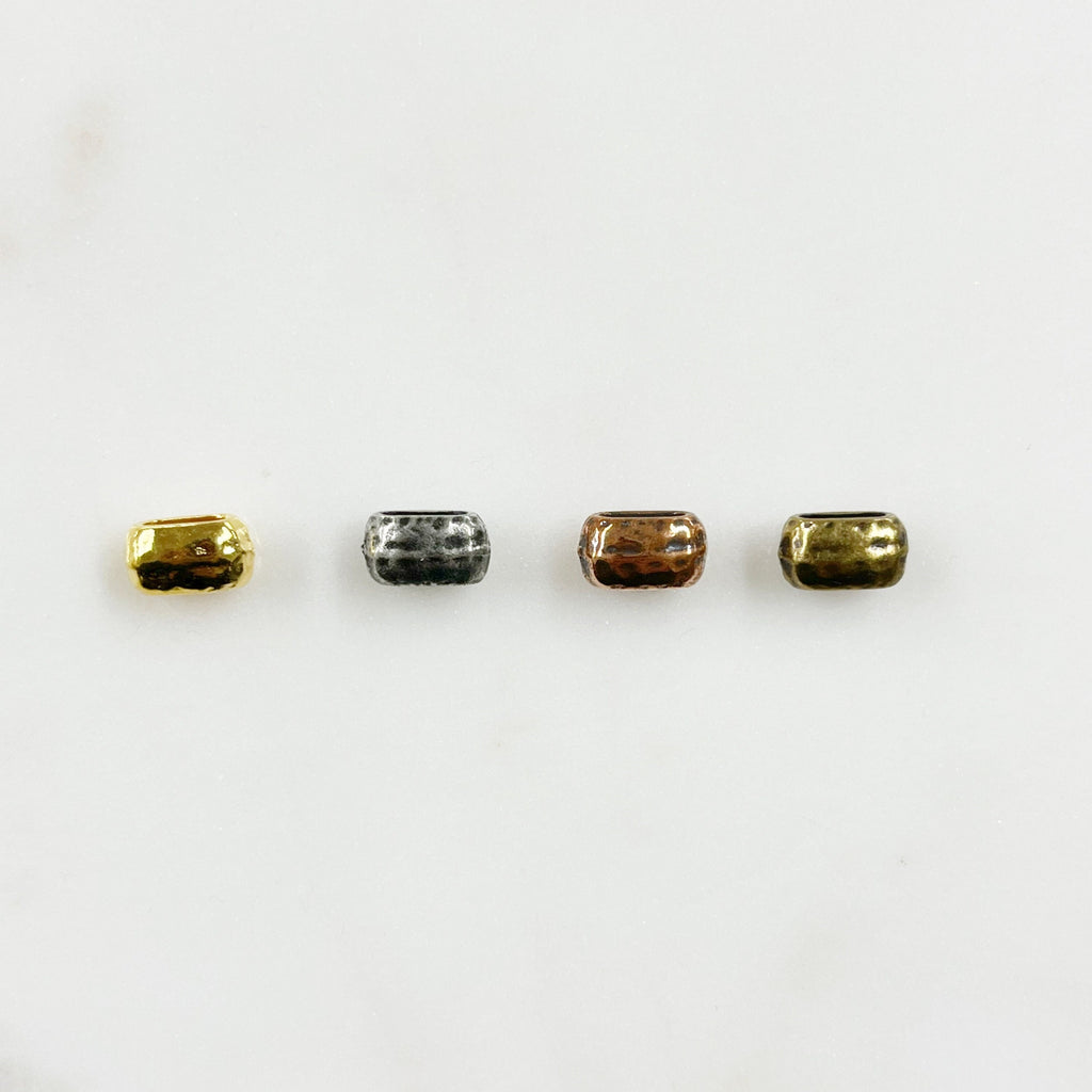 Pewter Metal Artisan Organic Hammered Textured Spacer Bead (5pc)