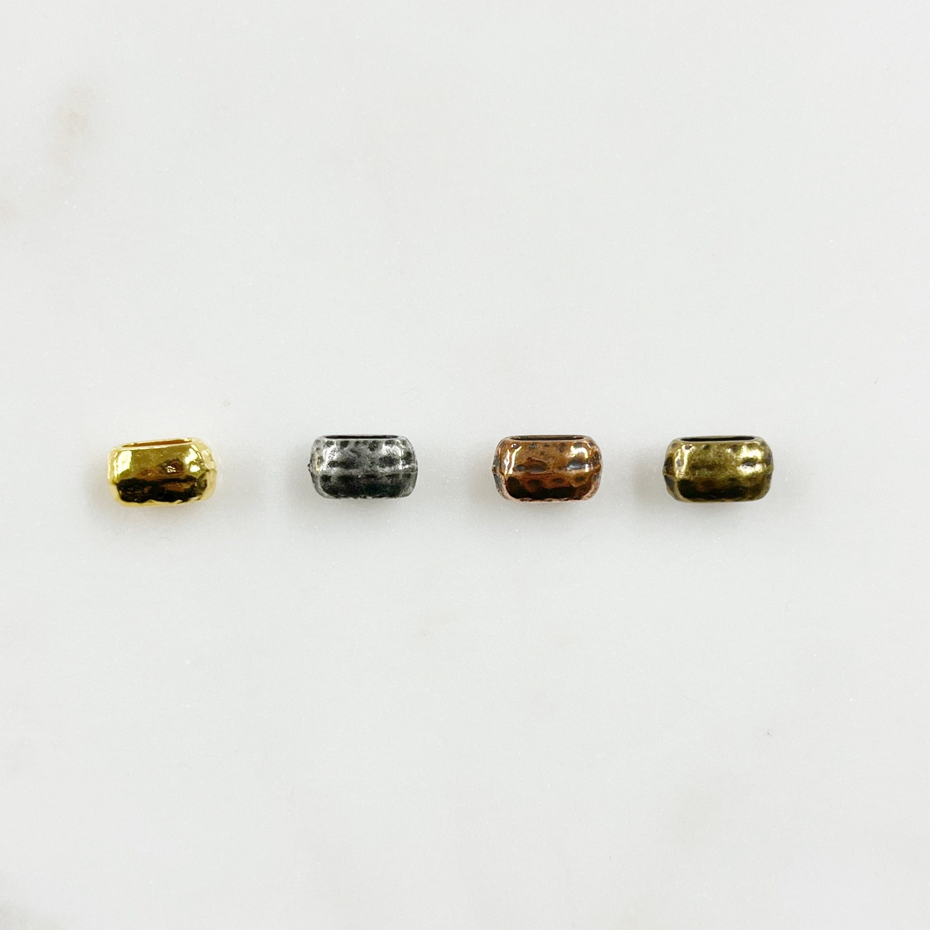 Pewter Metal Artisan Organic Hammered Textured Spacer Bead (5pc)