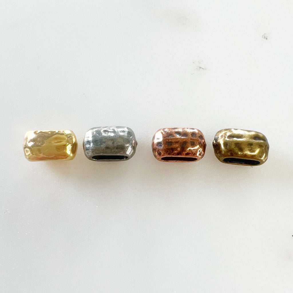 Pewter Metal Artisan Organic Hammered Textured Spacer Bead (5pc)