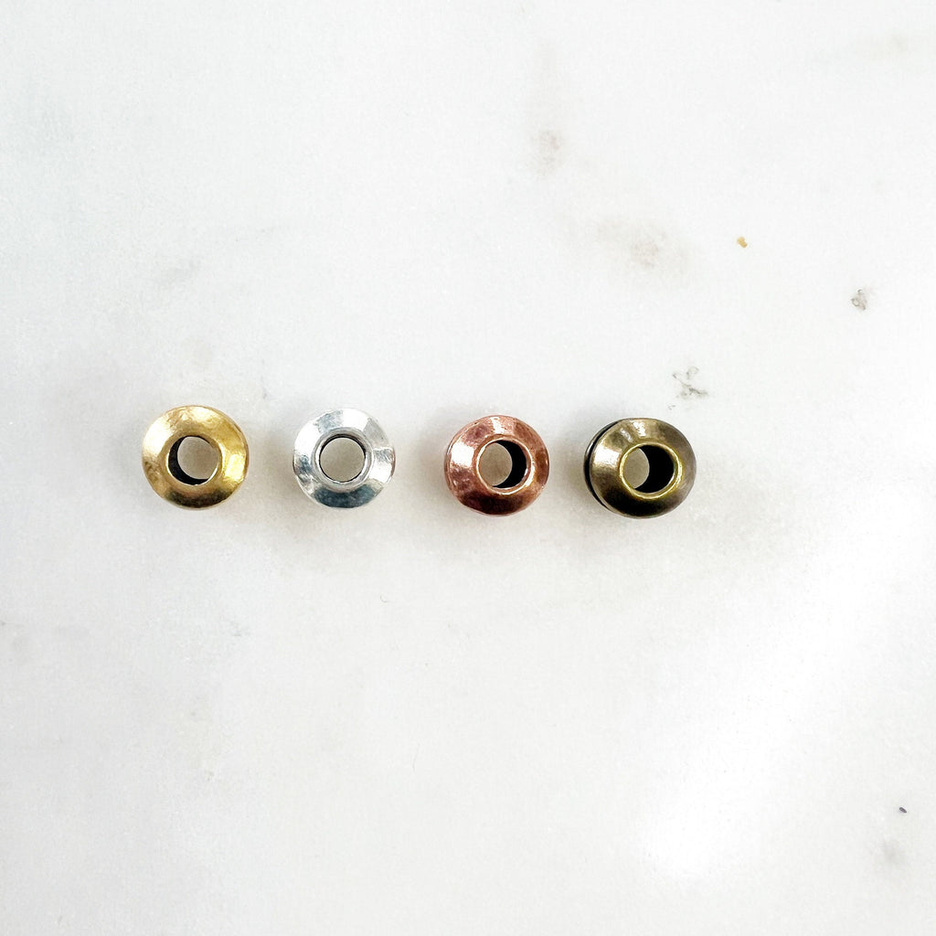 Pewter Large Hole Layer Detail Metal Spacer Beads in Shiny (5pc)