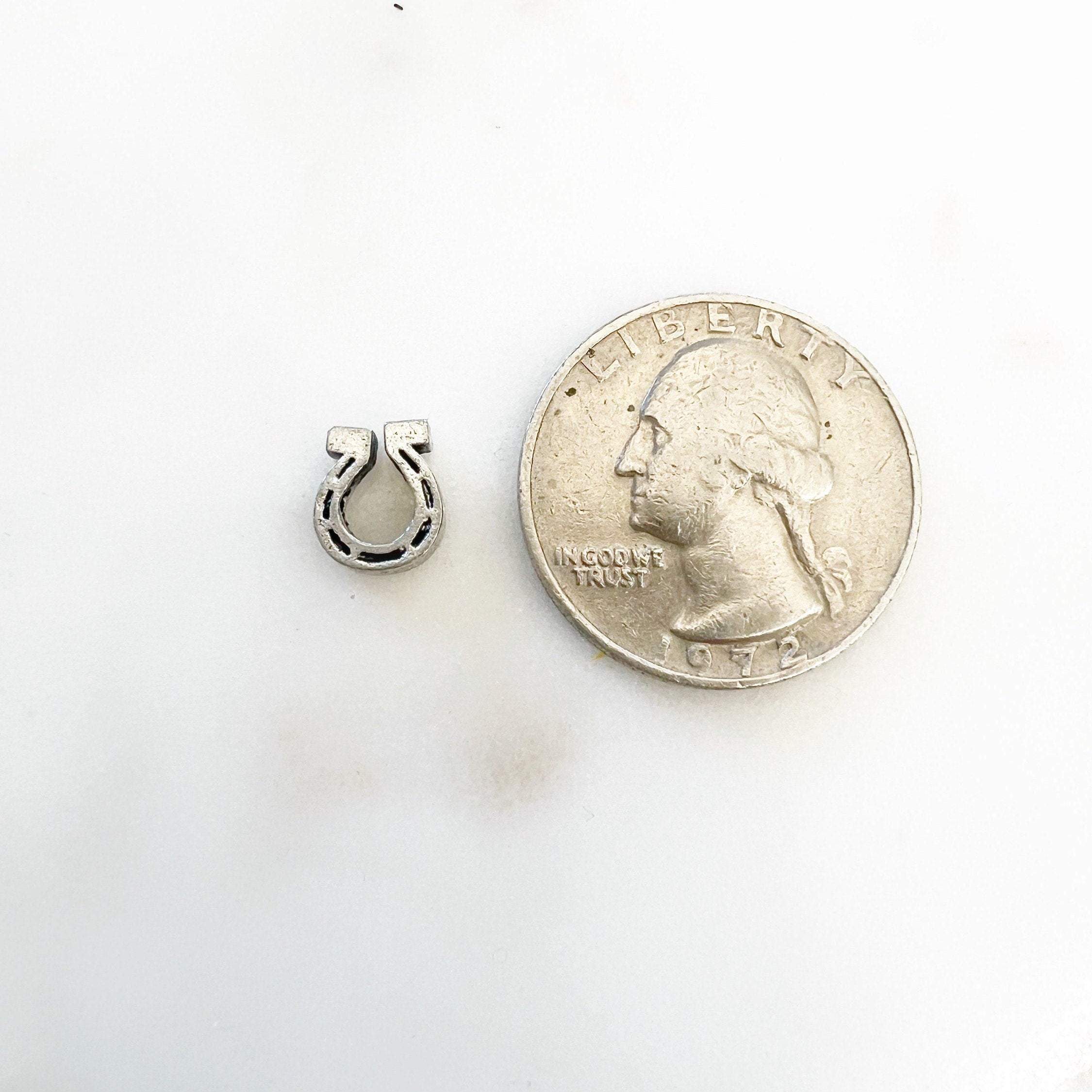 7mmx5mm Pewter Small Horse Shoe Charm Gold and Silver (2pc)