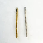 Sterling Silver or Vermeil Thin Textured Bar Charm Pendant with Hole