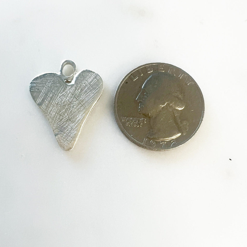 Pewter Organic Shape Heart Textured Stamping Charm Pendant