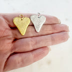 Pewter Organic Shape Heart Textured Stamping Charm Pendant