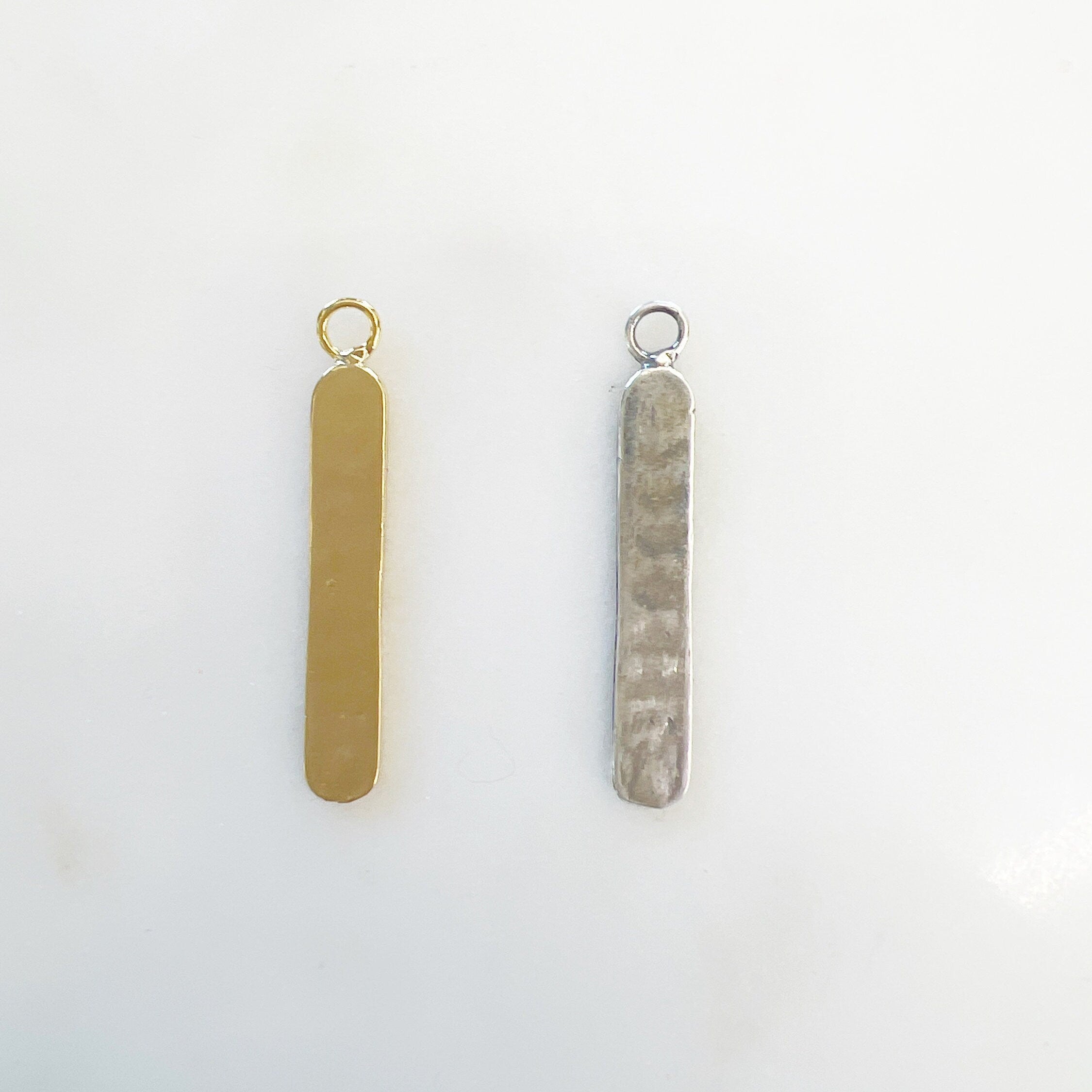 Sterling Silver or Vermeil Long Bar Moon Phases Design Modern Pendant