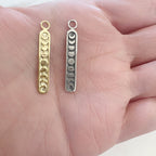 Sterling Silver or Vermeil Long Bar Moon Phases Design Modern Pendant