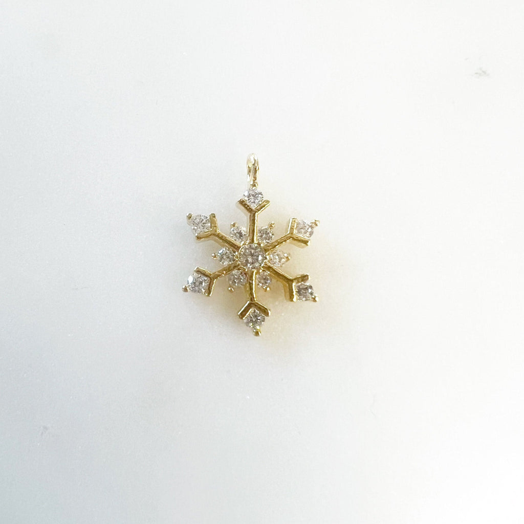 Gold Plated Winter Wonderland Snowflake CZ Charm Winter Charm
