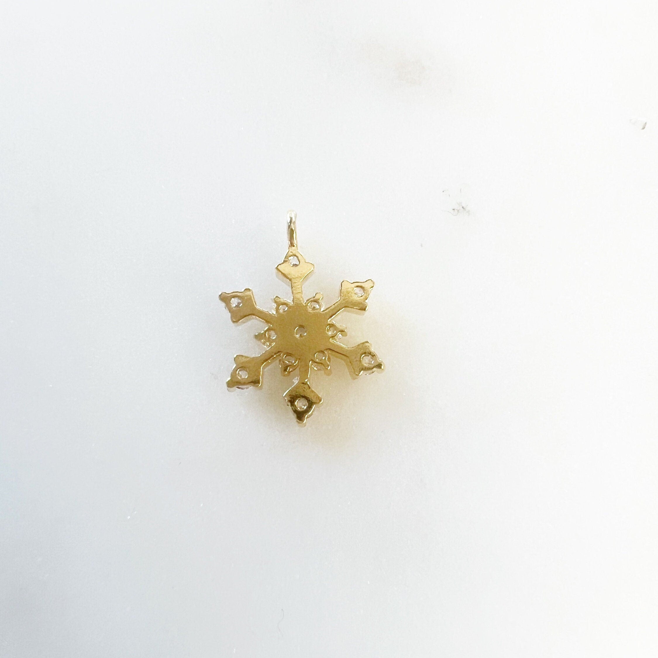 Gold Plated Winter Wonderland Snowflake CZ Charm Winter Charm