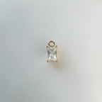 Gold Plated Small Baquette Emerald Shape CZ Cubic Zirconia Drop