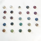 10mm Base Metal Circle Shrag Swarovski Crystal Button with Silver Back (10pc)