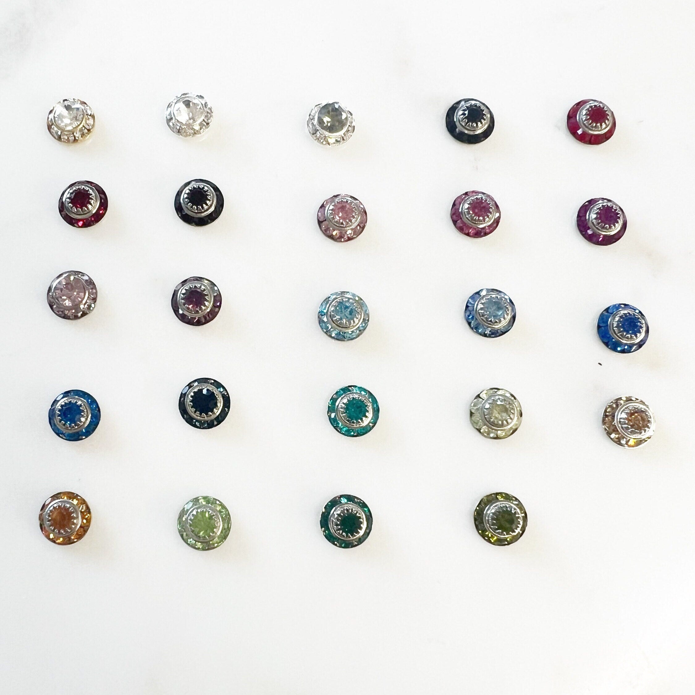 10mm Base Metal Circle Shrag Swarovski Crystal Button with Silver Back (10pc)