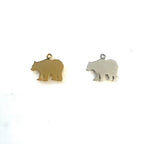 Sterling Silver or Vermeil Flat Bear Charm Gold or Teddy Bear Animal Nature