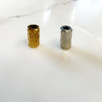 Pewter Small Long 12mm Cylinder Barrel Shape Hammered Textured