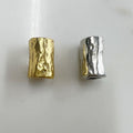 Pewter Long 16mm Cylinder Barrel Shape Hammered Textured Large