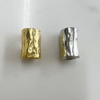 Pewter Long 16mm Cylinder Barrel Shape Hammered Textured Large