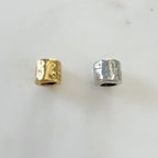 11mmx9mm Pewter Short Barrel Shape Hammered Textured Large Hole Spacer